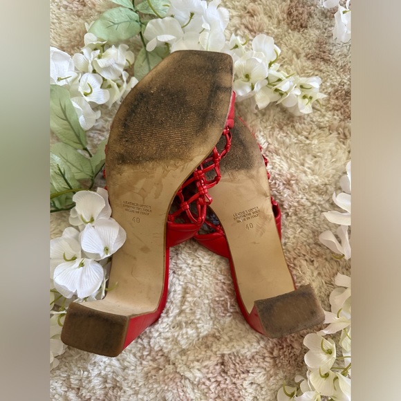 Napoleoni Leather Woven Net Heel Sandals, Mules | Red ❤️ | Women’s Size: 40, EU - Picture 8 of 10